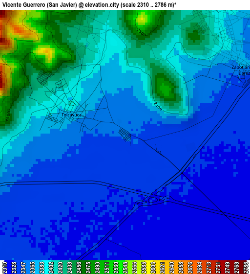 Vicente Guerrero (San Javier) elevation map