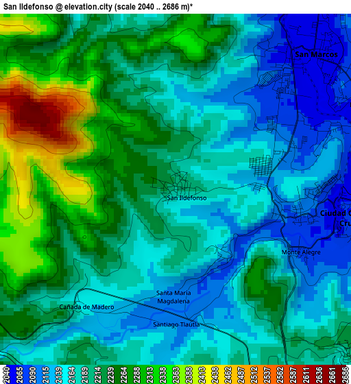 San Ildefonso elevation map