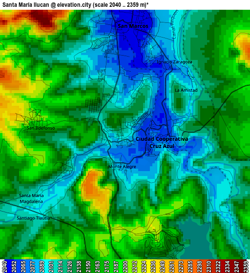 Santa María Ilucan elevation map