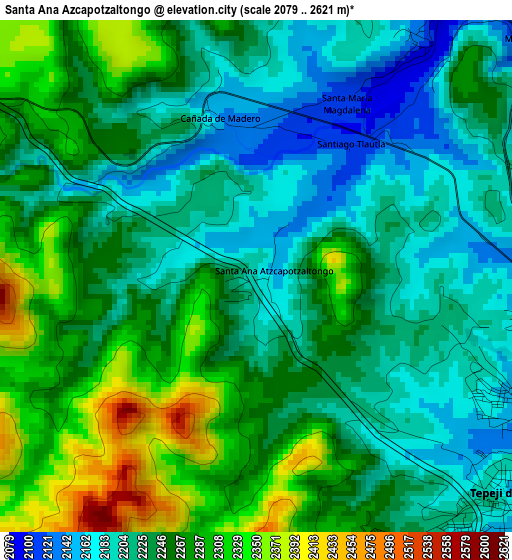 Santa Ana Azcapotzaltongo elevation map