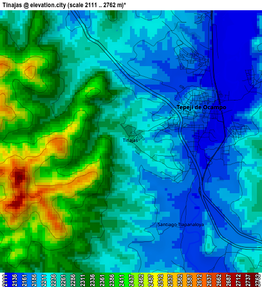 Tinajas elevation map