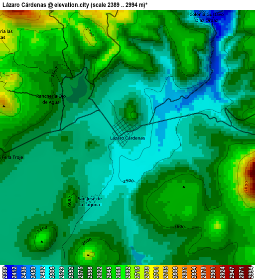 Lázaro Cárdenas elevation map