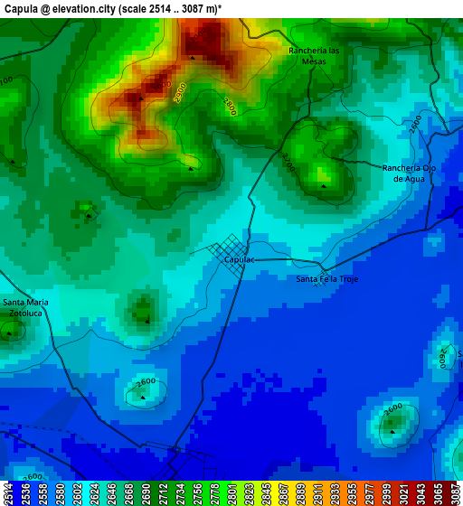 Capula elevation map