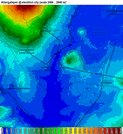 Atlangatepec elevation map