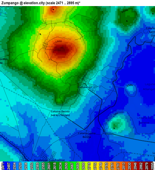 Zumpango elevation map