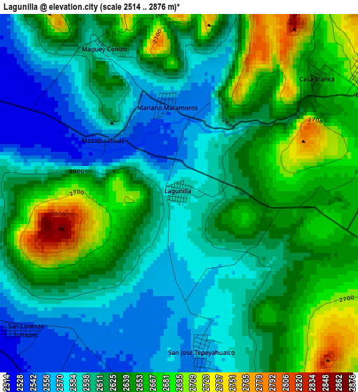 Lagunilla elevation map