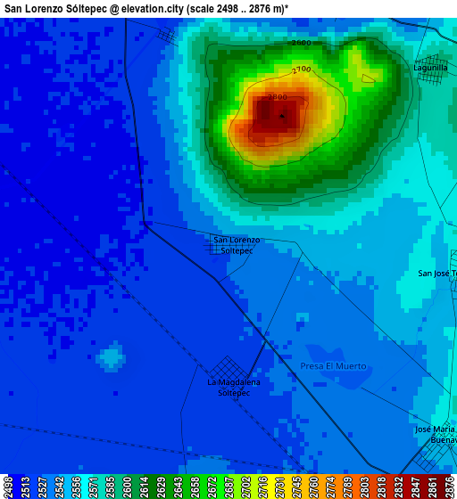 San Lorenzo Sóltepec elevation map