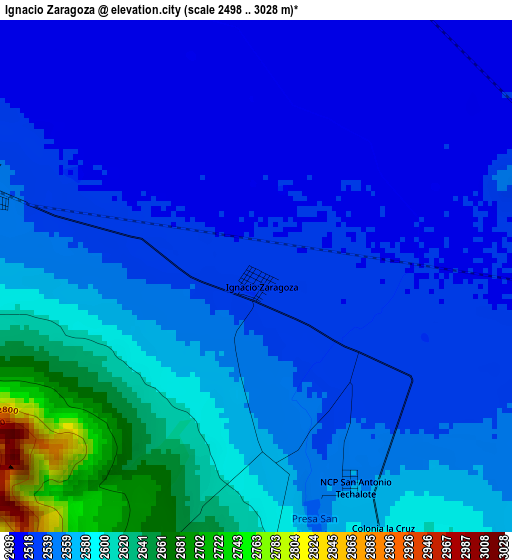 Ignacio Zaragoza elevation map