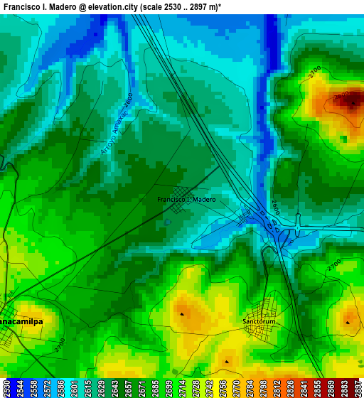 Francisco I. Madero elevation map