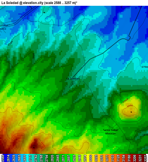 La Soledad elevation map