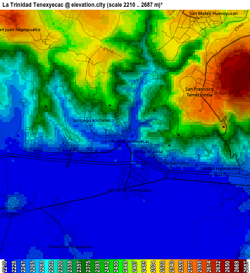 La Trinidad Tenexyecac elevation map