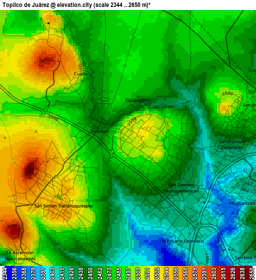 Topilco de Juárez elevation map