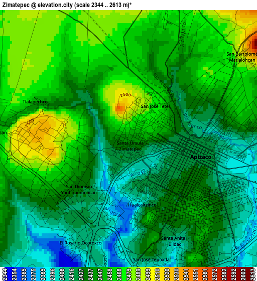 Zimatepec elevation map
