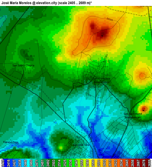 José María Morelos elevation map