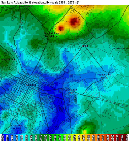 San Luis Apizaquito elevation map