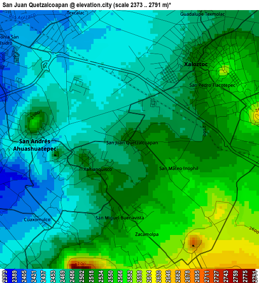 San Juan Quetzalcoapan elevation map