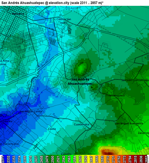 San Andrés Ahuashuatepec elevation map