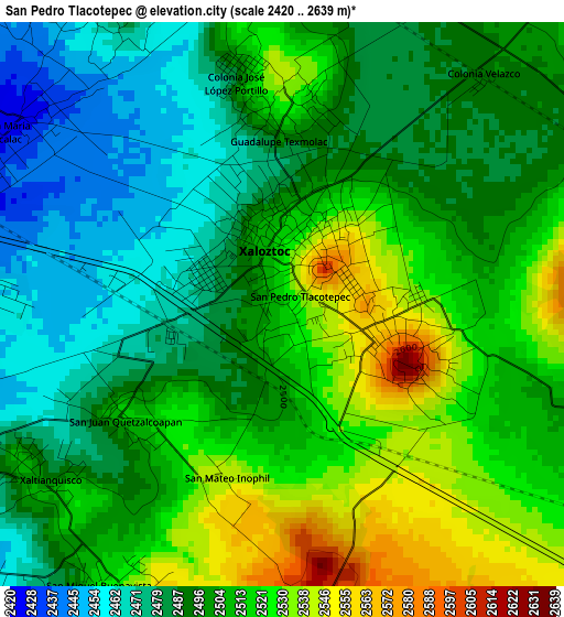 San Pedro Tlacotepec elevation map