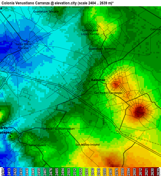 Colonia Venustiano Carranza elevation map