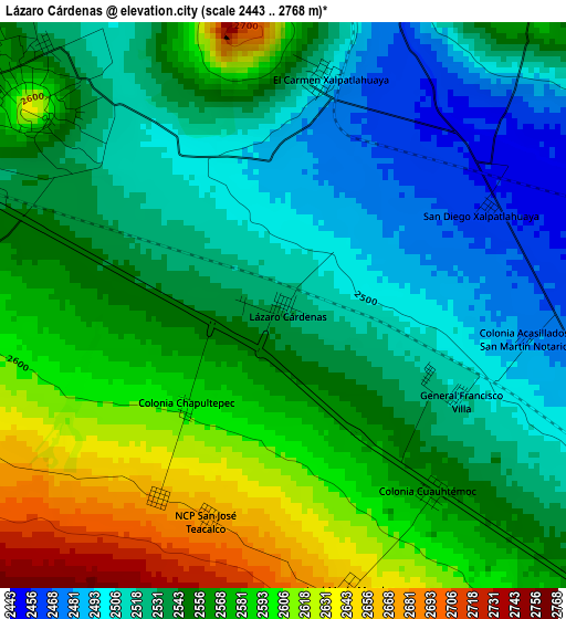 Lázaro Cárdenas elevation map