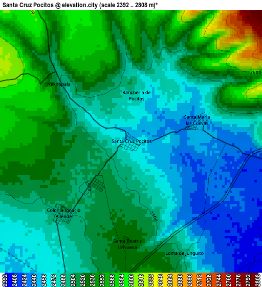 Santa Cruz Pocitos elevation map