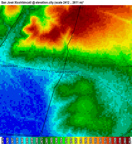 San José Xicohténcatl elevation map