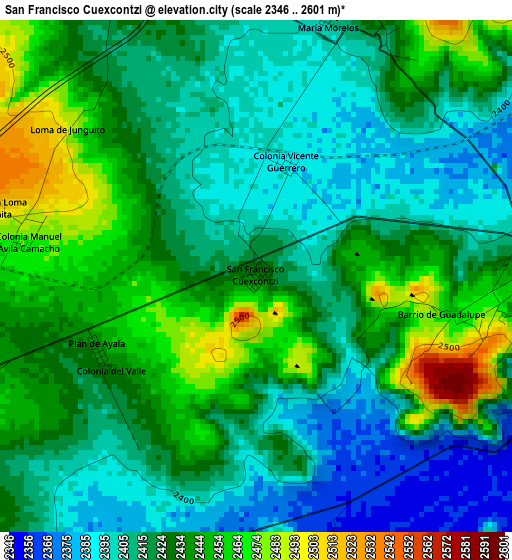 San Francisco Cuexcontzi elevation map