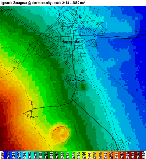 Ignacio Zaragoza elevation map