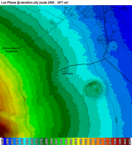 Los Pilares elevation map
