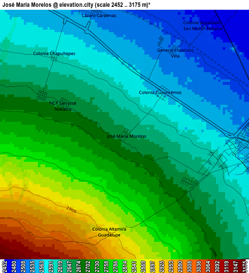 José María Morelos elevation map