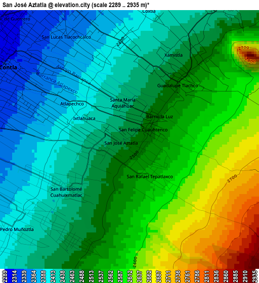 San José Aztatla elevation map