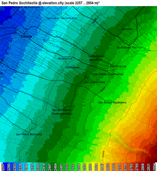 San Pedro Xochiteotla elevation map