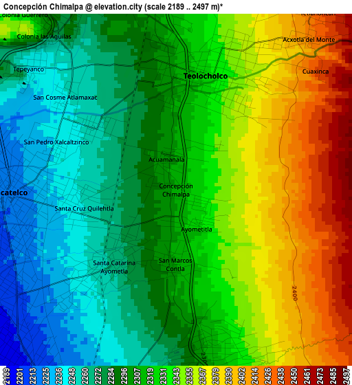 Concepción Chimalpa elevation map