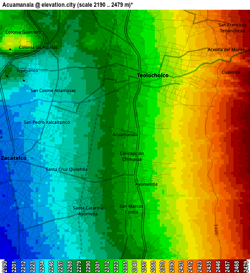 Acuamanala elevation map