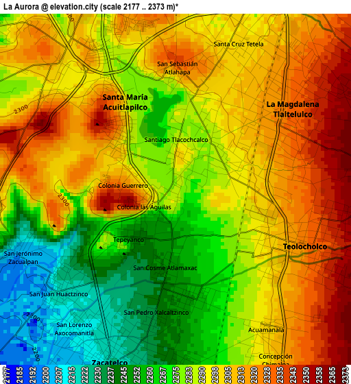 La Aurora elevation map