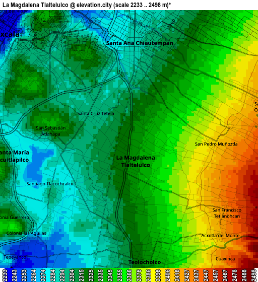 La Magdalena Tlaltelulco elevation map