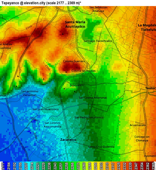 Tepeyanco elevation map