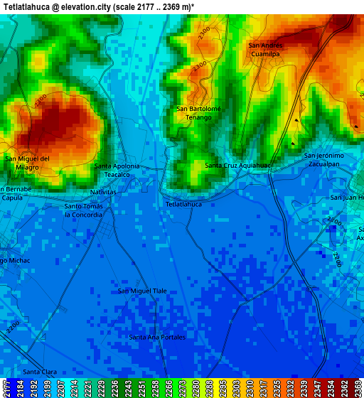 Tetlatlahuca elevation map