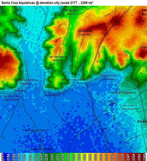 Santa Cruz Aquiahuac elevation map