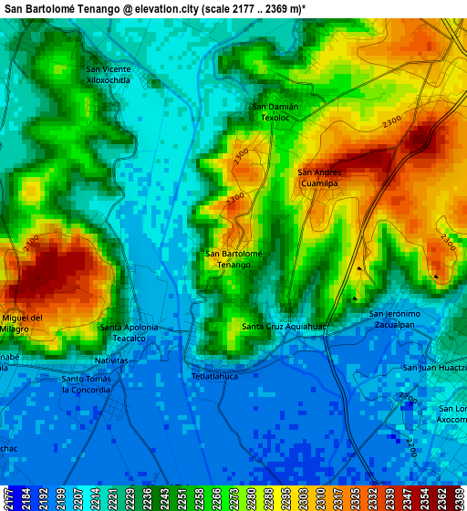 San Bartolomé Tenango elevation map