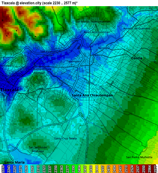 Tlaxcala elevation map