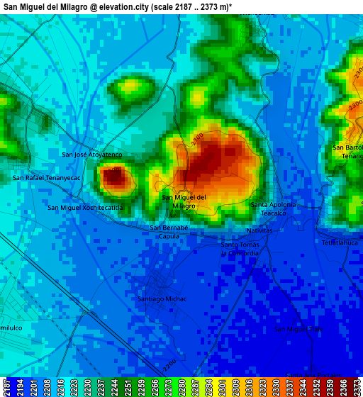 San Miguel del Milagro elevation map