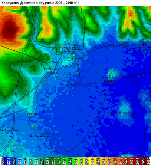 Xocoyucan elevation map