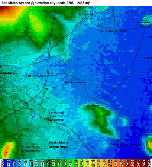 San Mateo Ayecac elevation map