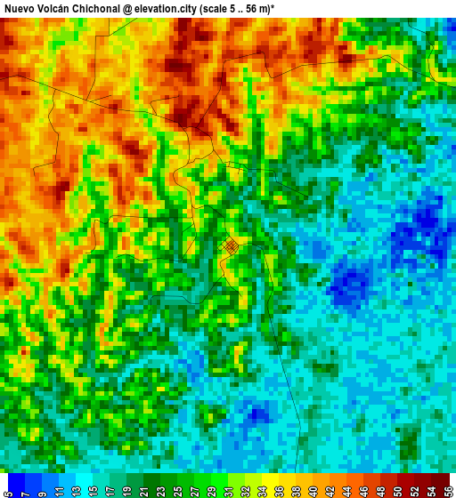 Nuevo Volcán Chichonal elevation map