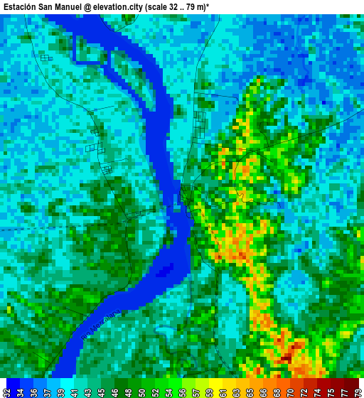 Estación San Manuel elevation map