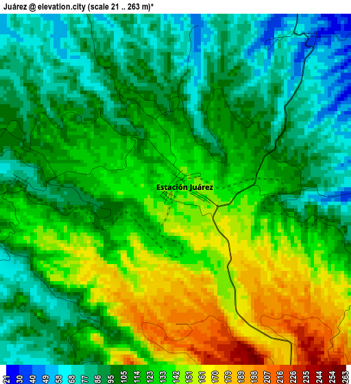 Juárez elevation map