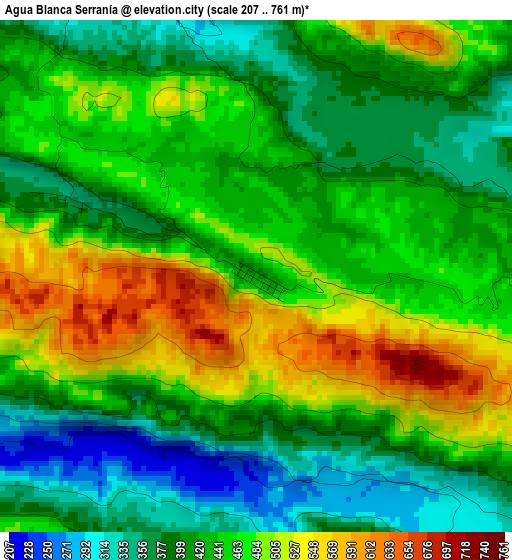 Agua Blanca Serranía elevation map