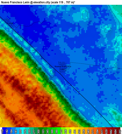 Nuevo Francisco León elevation map