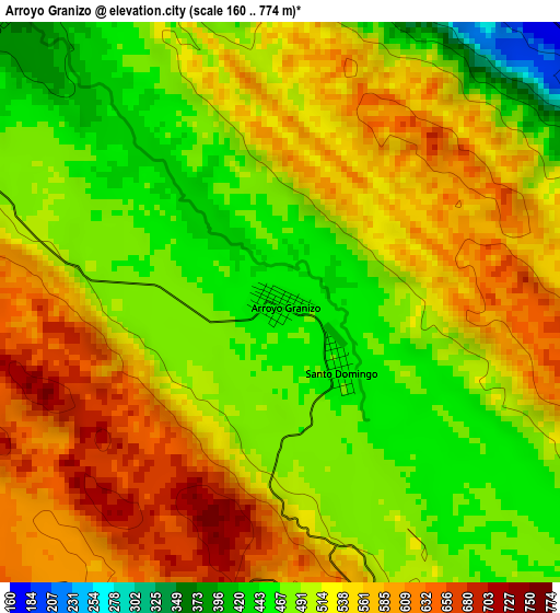 Arroyo Granizo elevation map